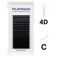 Готові пучки для нарощування 4D Чорні W-Shape Вигин C 0.07 MIX 6–13 мм PLATINUM