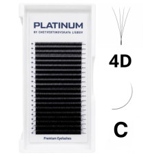 Готові пучки для нарощування 4D Чорні W-Shape Вигин C 0.07 MIX 6–13 мм PLATINUM