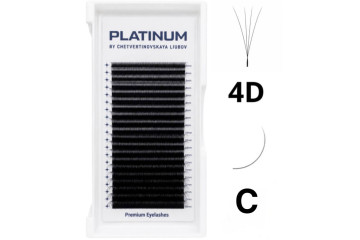 Готові пучки для нарощування 4D Чорні W-Shape Вигин C 0.07 MIX 6–13 мм PLATINUM