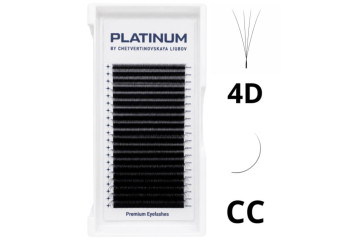 Готові пучки для нарощування 4D Чорні W-Shape Вигин CС 0.07 MIX 6–13 мм PLATINUM