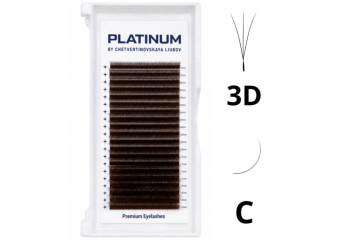 Готові пучки для нарощування 3D Темно-коричневі W-Shape Вигин C 0.07 7–13 мм PLATINUM