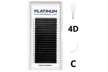 Готові пучки для нарощування 4D Чорні U-Shape Вигин C 0.07 MIX 7–13 мм PLATINUM