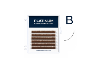 Вії для нарощування Світло коричневі PLATINUM 6 ліній B 0.07 6 mm