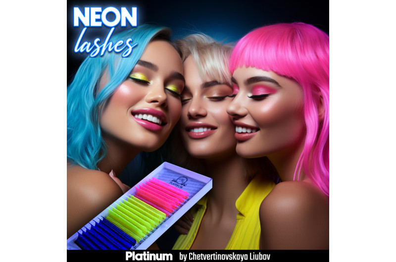 1 ТОН NEON (Рожеві / Жовті / Сині) PLATINUM 20 ліній CC 0.07 8–13 мм