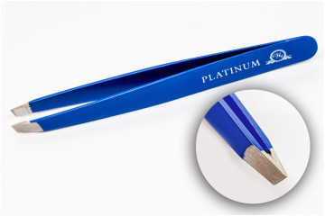 Пінцет для брів скошений Platinum Синій