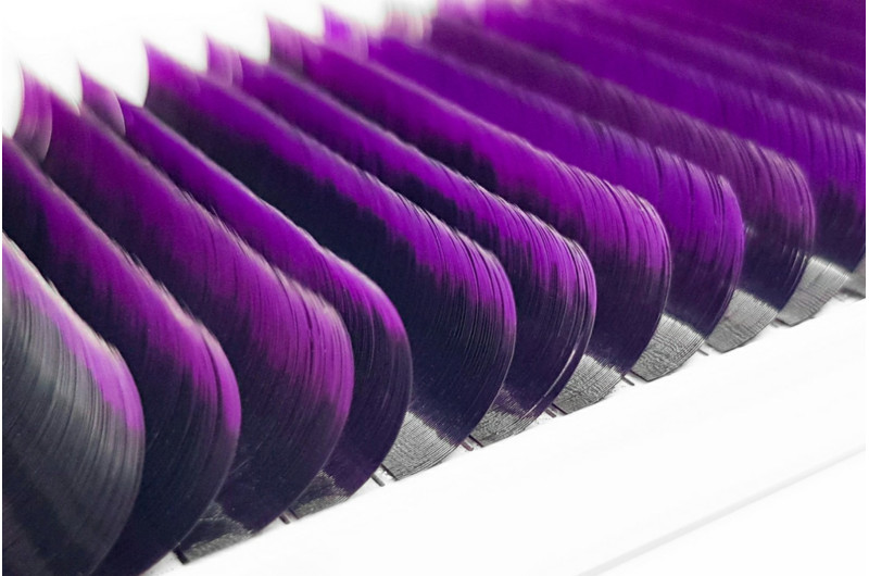 Pigmented Ombre Purple PLATINUM / 20 lines / mix curl CC / thickness 0.10 / length 8–14 mm