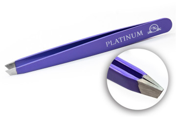 Пінцет для брів скошений Platinum Фіолетовий